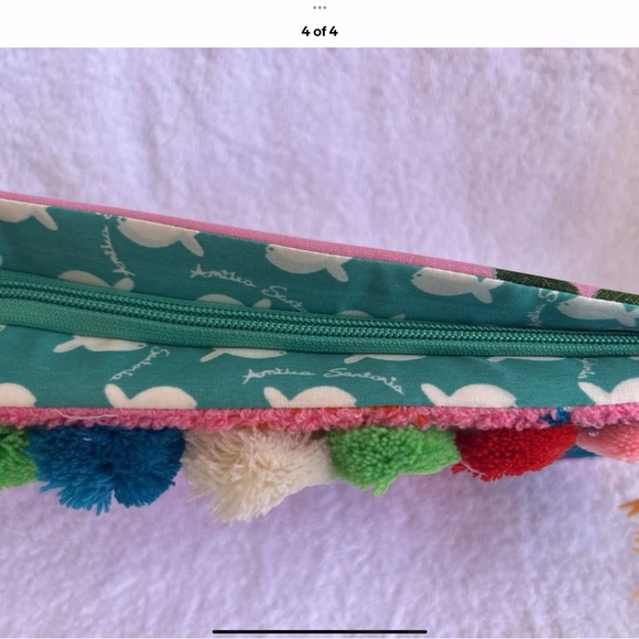 Antica Sartoria Hearts Multicolor Eye Pom Pom Clutch NWT - Picture 4 of 4